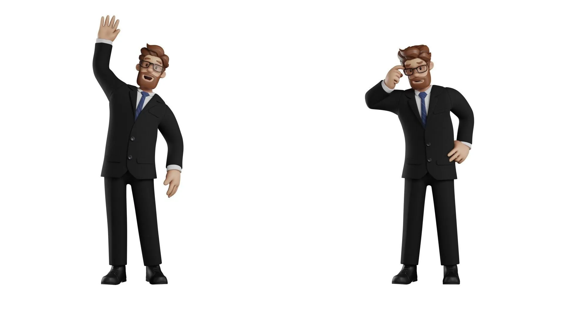 Business Man Character 3D model full body render